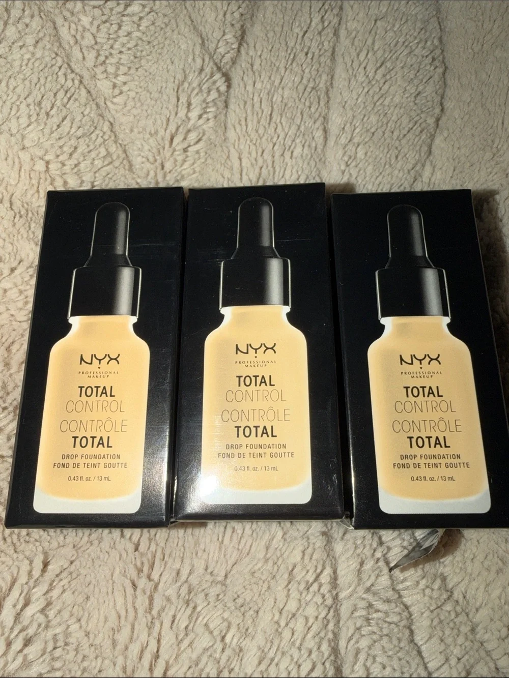 Lot of 3 NYX Total Control Drop Foundation 07 Natural Discontinued